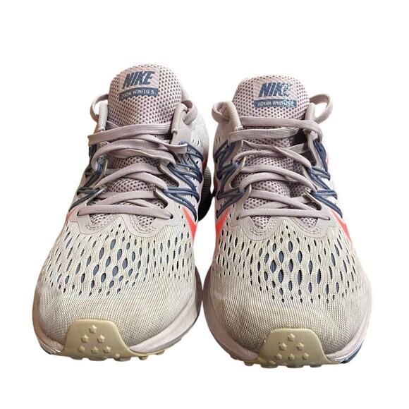 Nike Zoom Winflo 5 Women's Running Shoe 9 Gray Cream Mesh Orange Swoosh Lace Up - Picture 8 of 9